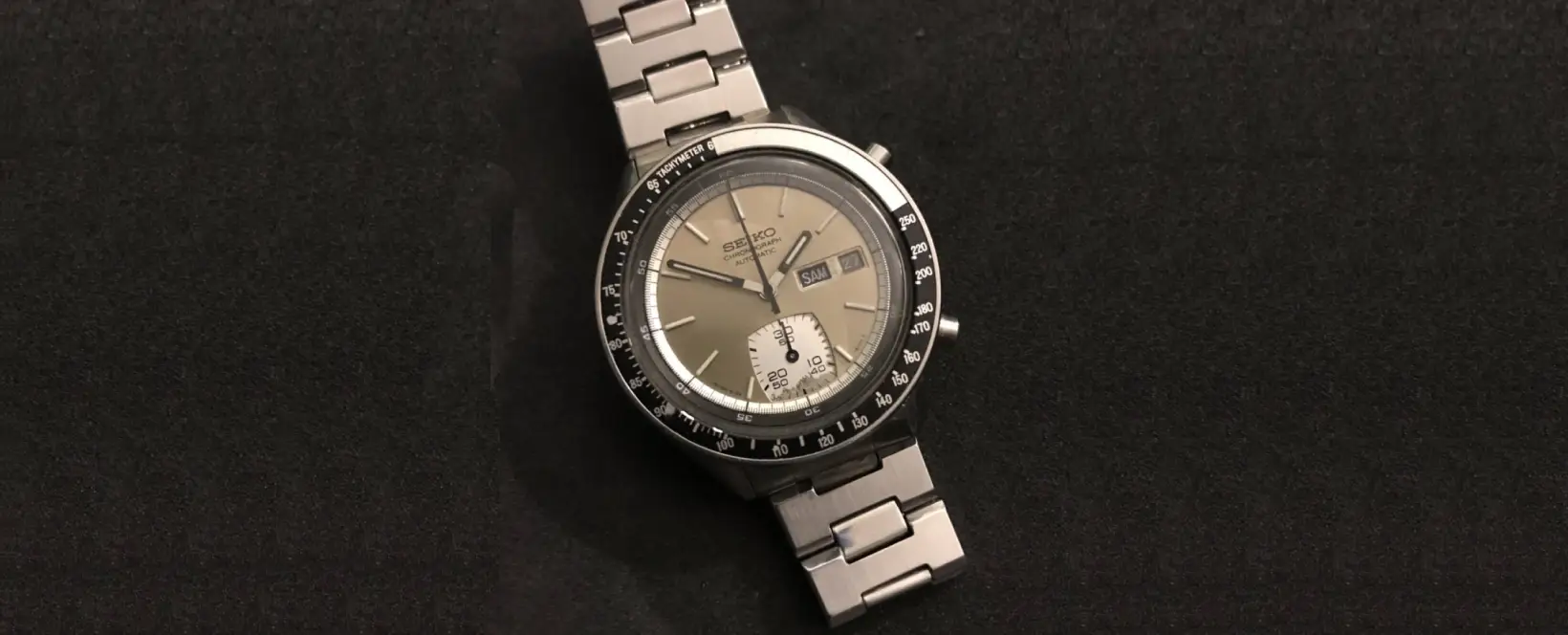 seiko 6139-6040 silver ghost rare vintage chronograph watch